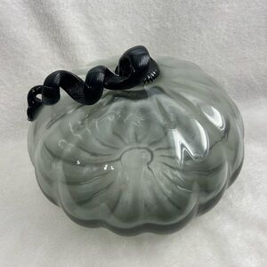 Hand Blown Smoke Gray Glass Pumpkin